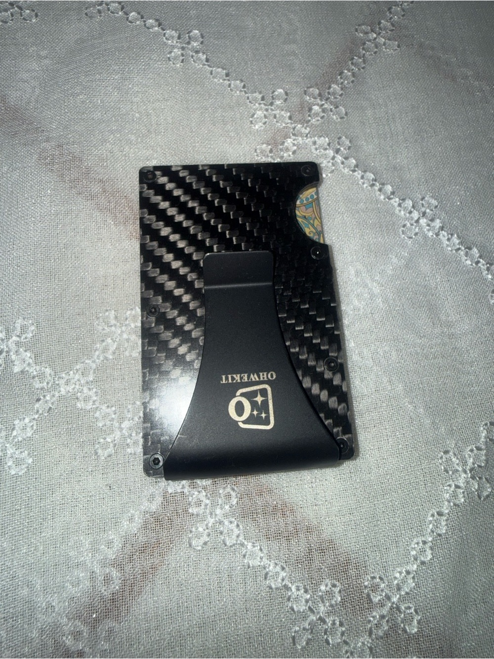 Black Carbon Fiber Slim Card Wallet with Money Clip